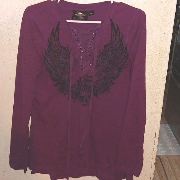 Harley-Davidson Tops - Price drop*Harley Davidson lace up front long sleeve shirt